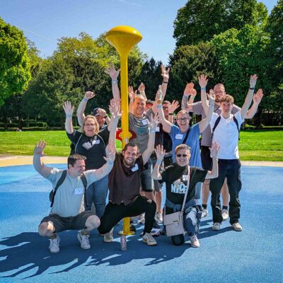 Gruppenfoto einer Stadtrallye Köln am Grüngürtel