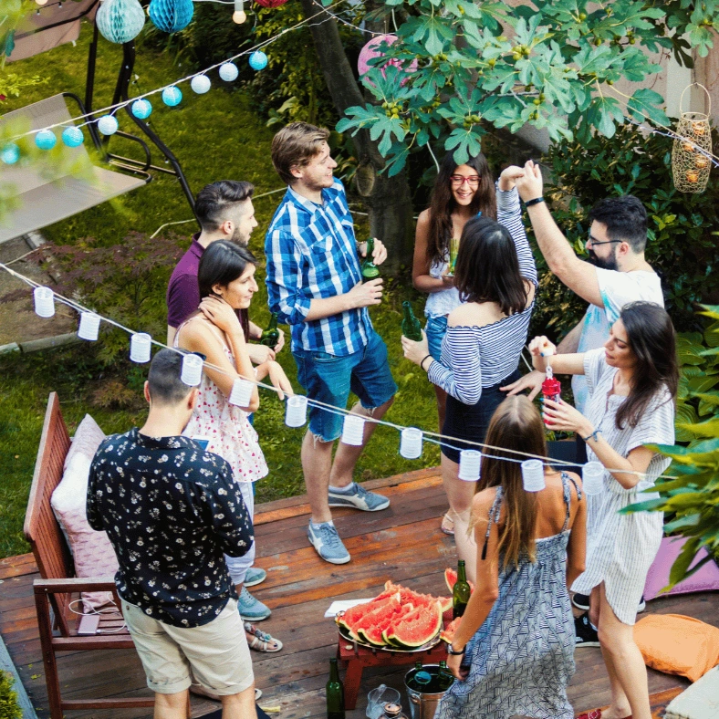 Gartenparty Set-up von oben