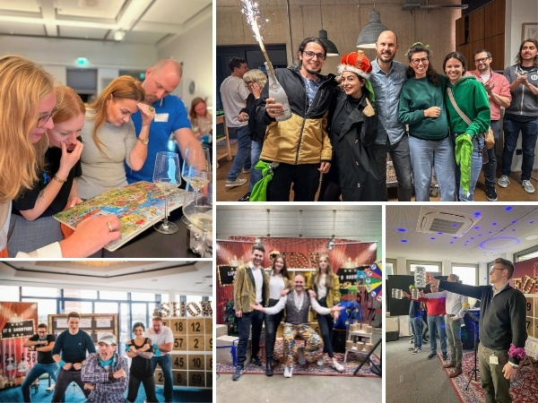 Collage von Eindrücken des "Schlag dein Team" Events