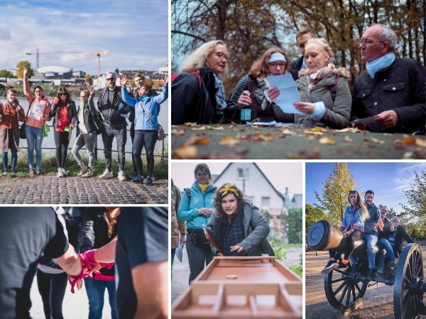 Collage mit Eindrücken von Schnitzeljagden in Bonn