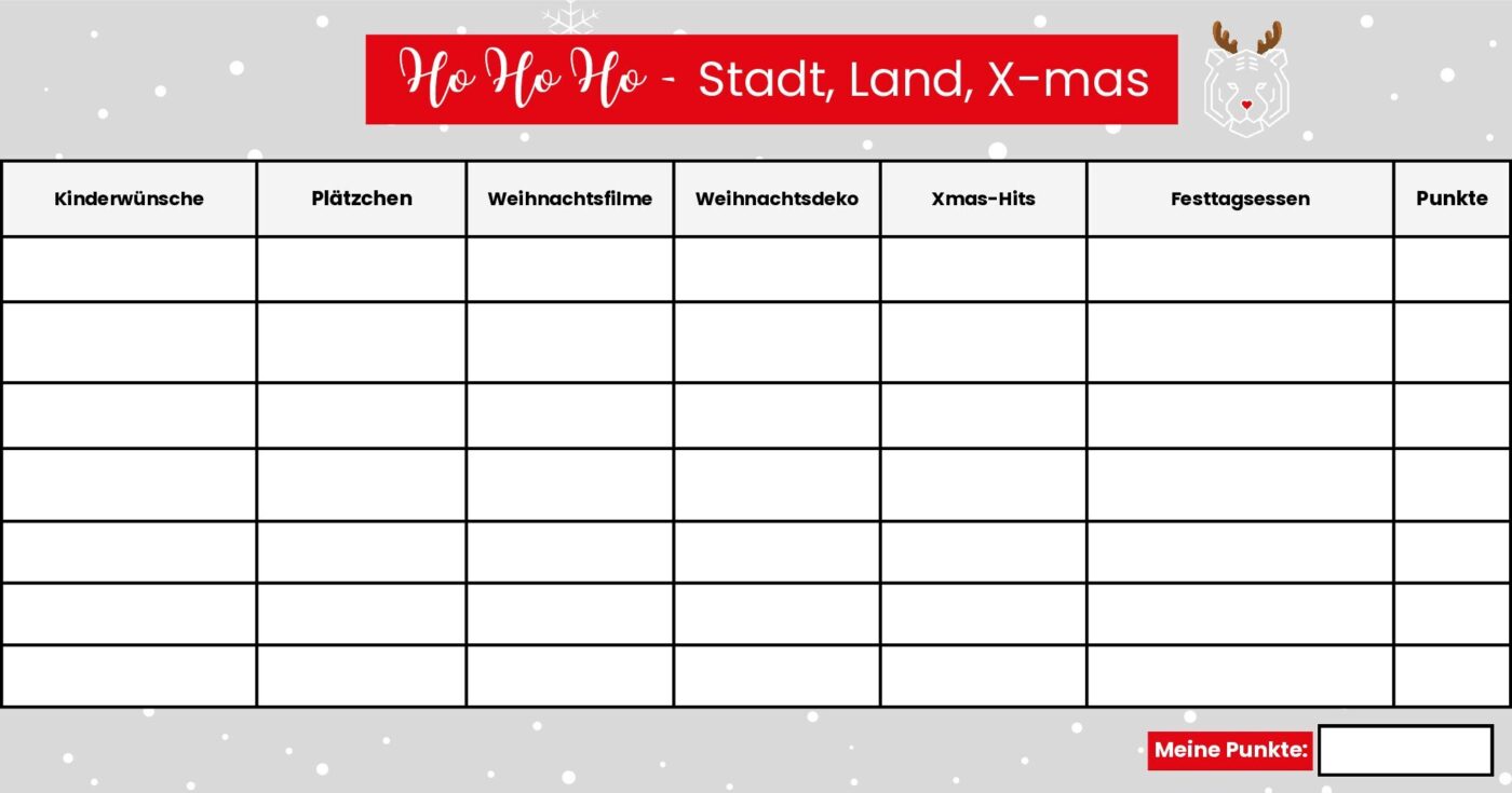 Vorlage für Stadt, Land, X-Mas